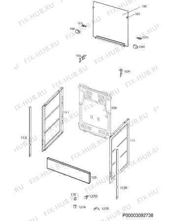 Взрыв-схема плиты (духовки) Zanussi ZCG512G1XA - Схема узла Housing 001